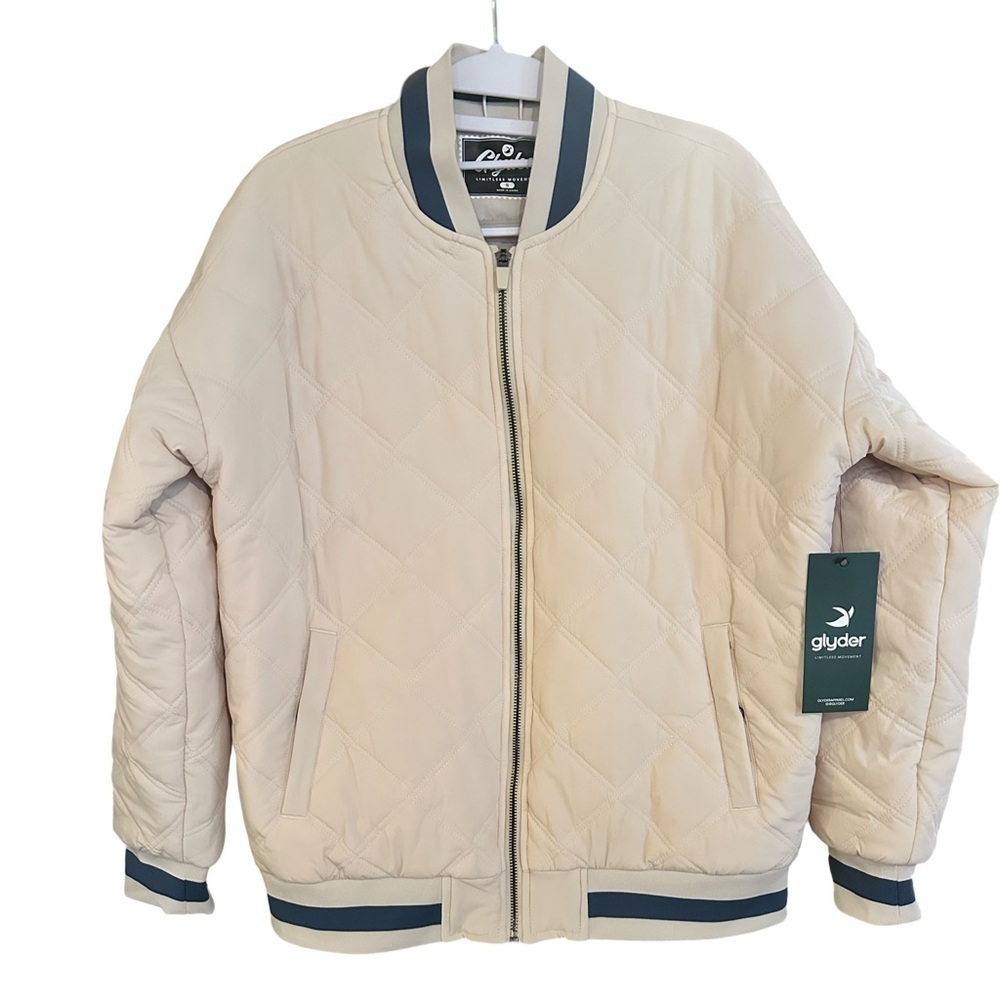 Glyder NWT Varsity Jacket Oatmilk/Washed Blue Women’s Size S